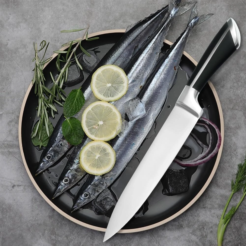 Generisch 6 dalių nerūdijančio plieno virtuvinių peilių rinkinys, profesionalaus ir mėgėjiško virėjo peilis, aštrus virėjo peilis, santoku peilis, duonos peilis, universalus peilis, skutimo peilių rinkinys