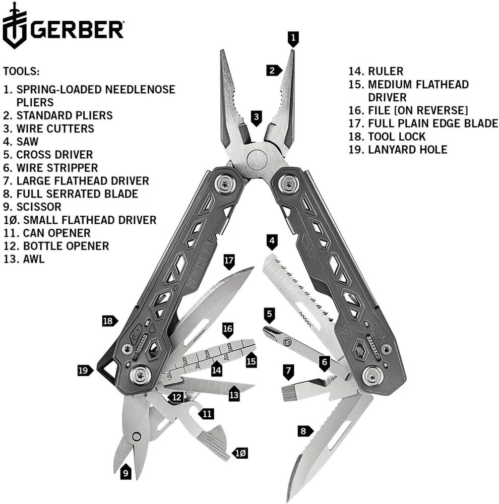 Gerber 1027513 daugiafunkcis įrankis Truss, sidabrinis, pilno dydžio
