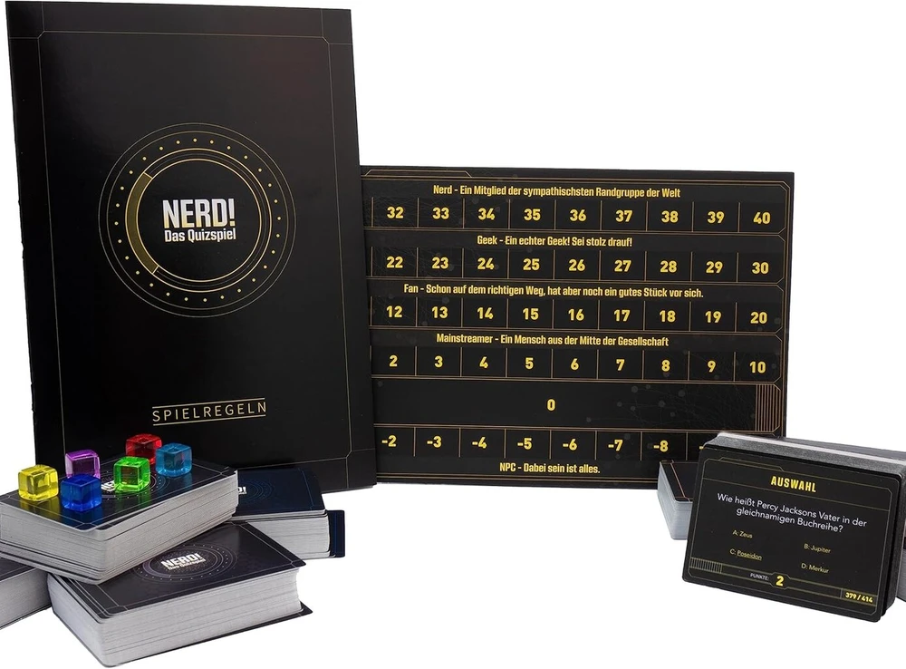 Getdigital Nerd Quiz žinių žaidimas (vokiečių k.) – atspėkite žaidimo kortelę su klausimais apie įvairius gerbėjus, mokslą, technologijas ir istoriją – 2–6 žaidėjai, suaugusiems ir vaikams nuo 14 metų