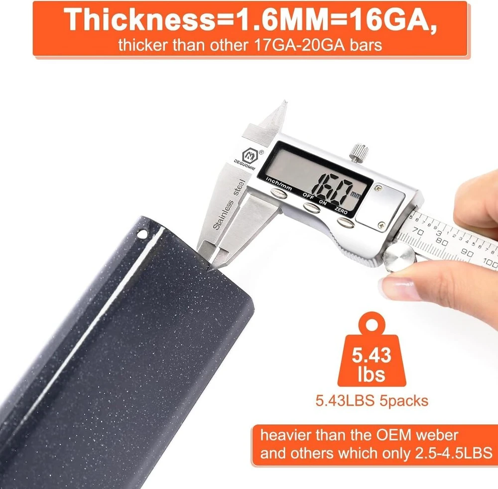 Gftime 43.5 x 5.8 cm flavorizer barai, skirti Weber Genesis Ii/lx 400, Genesis Ii E410, E435, S435 (2017 ir naujesniems) dujiniams griliams, porcelianinės kaitinimo plokštės, atsarginės dalys Weber 66033/66796, 7 vnt.