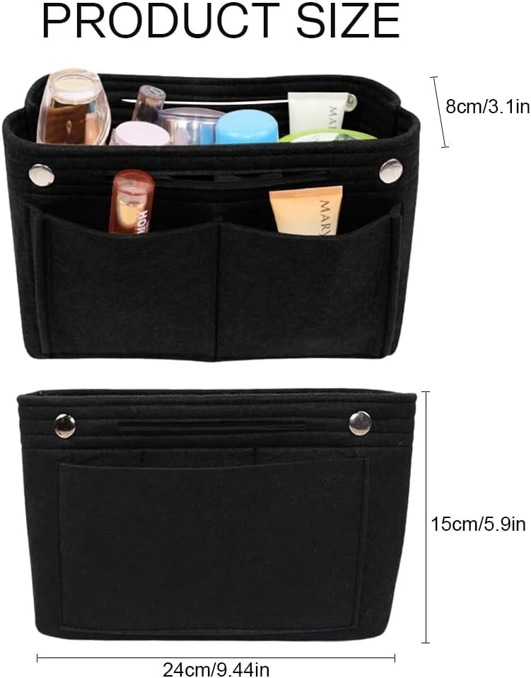 Gidwriy veltinis kišeninis organizatorius 24 x 15 x 8 cm, vidinis krepšio organizatorius su daug skyrių, vidinė kišenė rankinės organizatorius, įdėklas krepšio organizatorius daugiafunkcinis, piniginės organizatorius