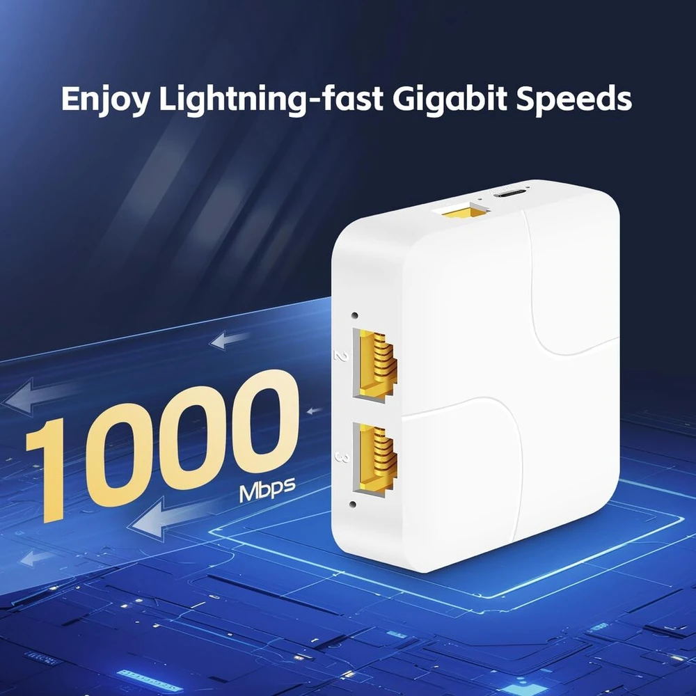 Šakotuvas Gigabit Ethernet skirstytuvas 1x4, 1000mbps tinklo stiprintuvas