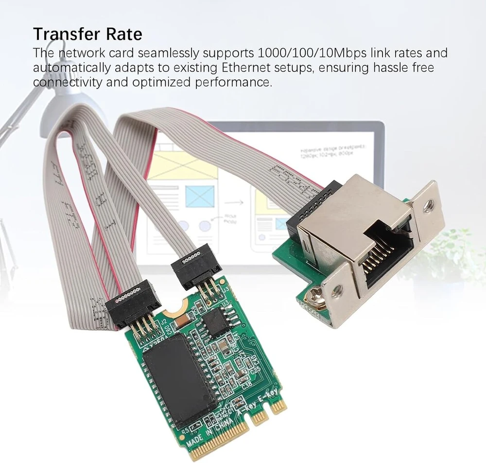 Gigabit tinklo plokštė M.2 A+e, I210at lustas, Rj45