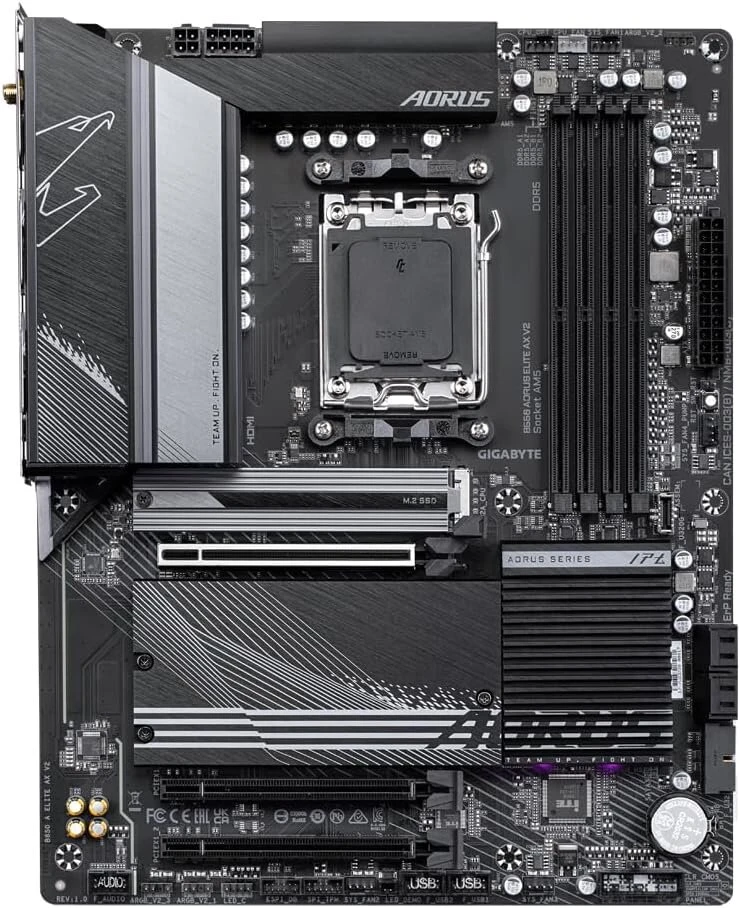 Pagrindinė plokštė Gigabyte B650 Aorus Elite Ax V2 motininė plokštė - Amd Ryzen 9000 serija, 12+2+2 fazių Vrm, iki 8000 Mhz Ddr5 (oc), 1xpcie 5.0 + 2xpcie 4.0 M.2, 2.5gbe Lan, Wifi 6e, Usb 3.2 Gen 2