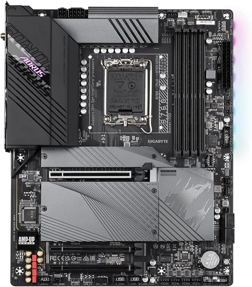 Gigabyte B760 Aorus Master Ddr4 pagrindinė plokštė - palaiko 14-os kartos Intel Core procesorius, 16*+1+1 fazių skaitmeninis Vrm, iki 5333mhz Ddr4 (oc), 3xpcie 4.0 M.2, Wi-fi 6e, 2.5gbe Lan, Usb 3.2 Gen 2