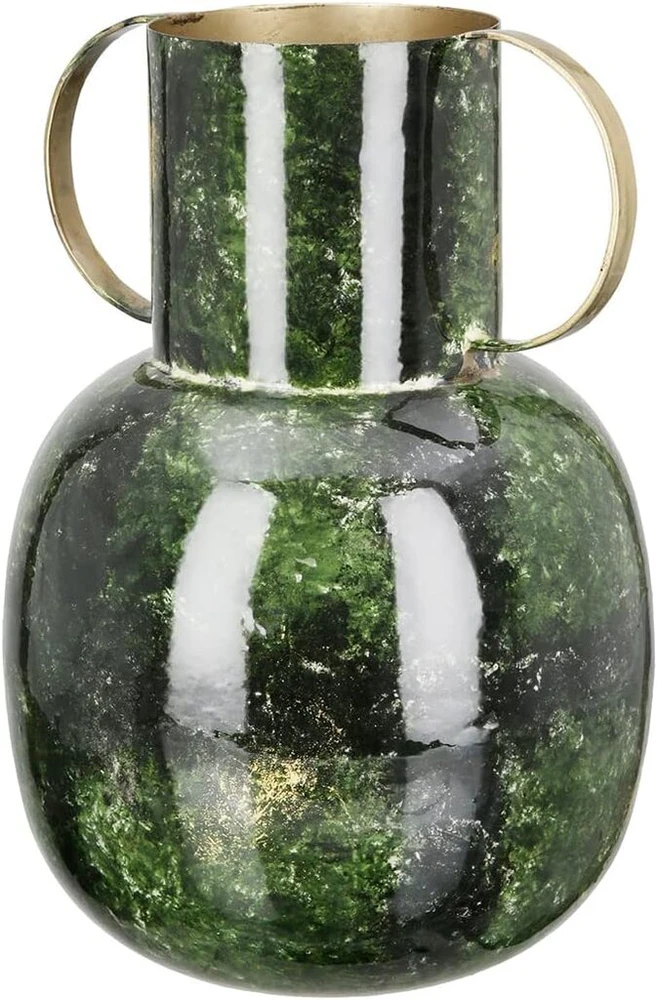 Gilde žalia dekoratyvinė vaza, metalinė vaza gėlėms, dekoratyvinė dovana moterims į svetainę, gimtadieniui, motinos dienai, aukštis 30 cm