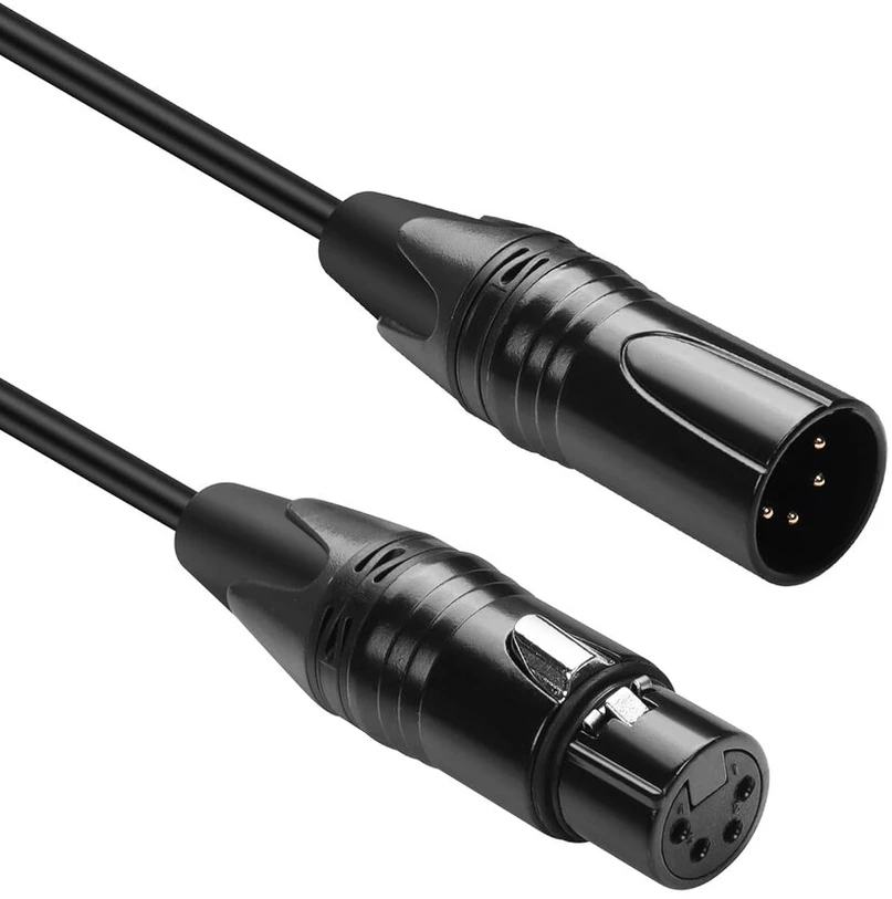 Gintooyun Dmx kabelis 4 kontaktų signalo Xlr tėtis į moterį Dmx512 Xlr tėtis į moterį scenos šviesos signalo kabelis su metalinėmis jungtimis, jungtis scenos zonos Dj apšvietimo įrangai (1,8 m) (1,8 m, 4 kontaktų)