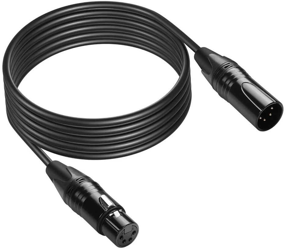 Gintooyun Dmx kabelis 4 kontaktų signalo Xlr tėtis į moterį Dmx512 Xlr tėtis į moterį scenos šviesos signalo kabelis su metalinėmis jungtimis, jungtis scenos zonos Dj apšvietimo įrangai (1,8 m) (1,8 m, 4 kontaktų)