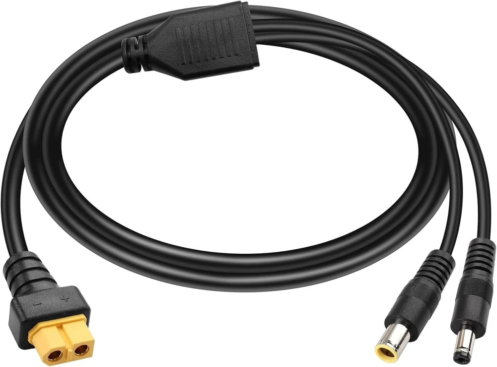 Gintooyun Xt60 į Dc5521 ir Dc7909 Y skirstytuvo adapterio kabelis Xt60 kištukas į Dc 5,5 mm x 2,1 mm kištuką ir Dc 7,9 mm x 0,9 mm kištuko maitinimo kabelis dronams, Ip kameroms ir kt. (style 3)