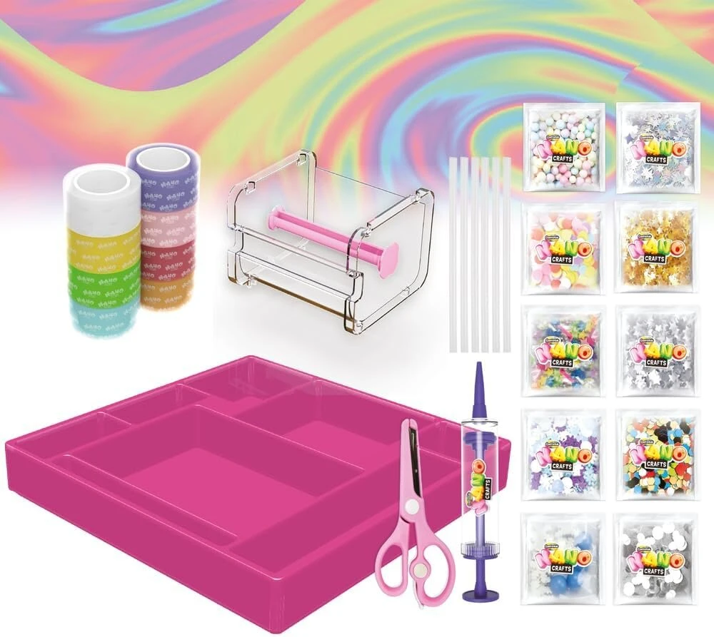 Giochi Preziosi Nano Craft Deluxe – kūrybiškumas be ribų: kurkite unikalias dekoracijas su šiaudeliais, dekoratyviniais elementais, Nano juostele ir oro pompa, vaikams nuo 6 metų