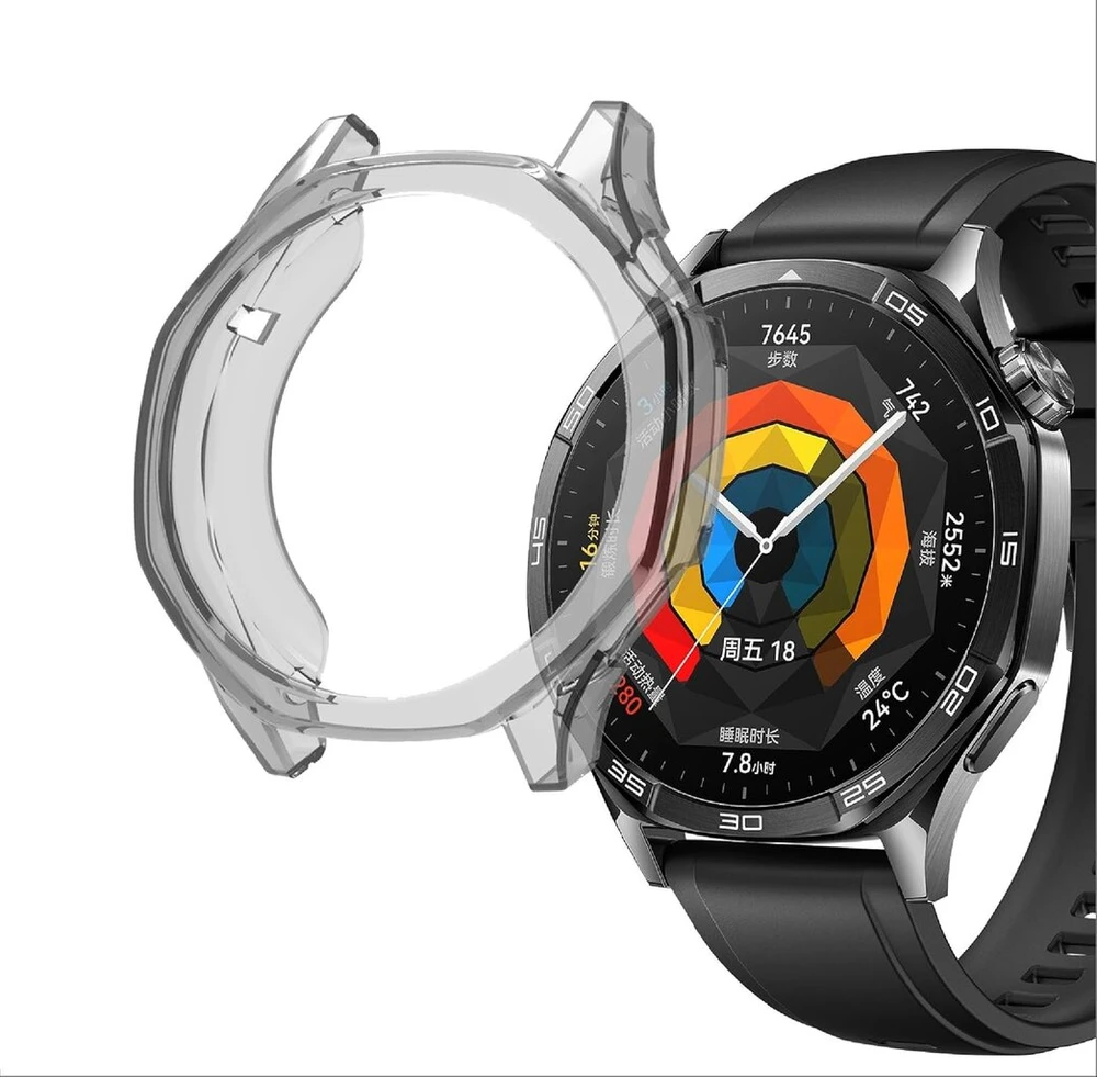 Giopuey [2 vnt. dėklas, suderinamas su huawei watch gt 5 46 mm, minkštas tpu, atsparus smūgiams, huawei watch gt 5 46 mm dangtelis - juodas + juodas