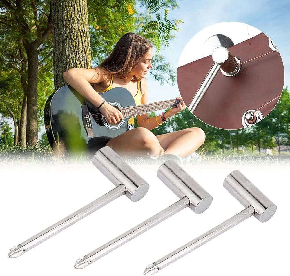 Gitaros reguliavimo raktas metalinis šešiakampis truss rod raktas elektrinės gitaros atsarginės dalys ir smulkios detalės 7mm/8mm/6.35mm (sidabrinis)