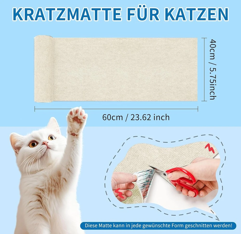 Gitvienar kačių draskymo kilimėlis, lipni apsauga nuo kačių draskymo sofai, kilimui, apsauga nuo draskymo katei, kilimų apsauga nuo kačių draskymo baldams (kreminės spalvos, 60 cm)