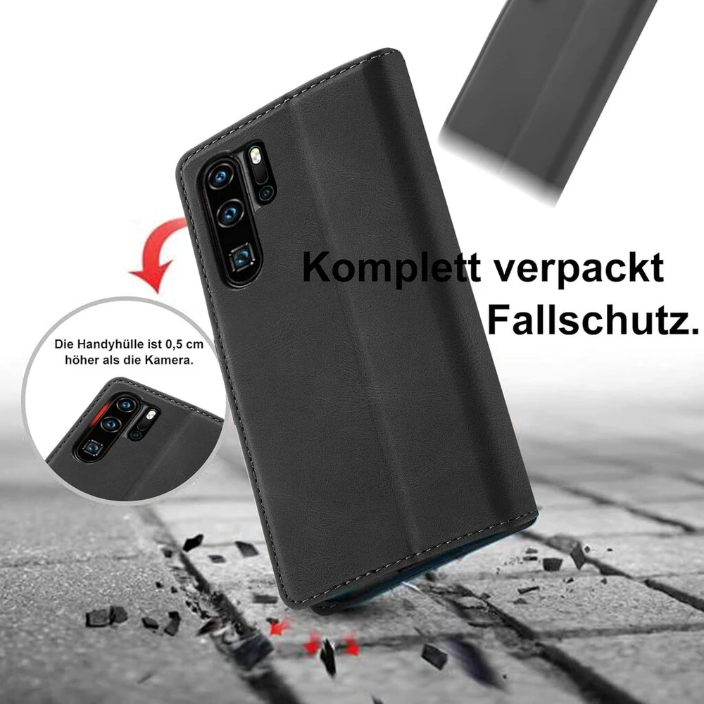 Giyer dėklas, skirtas huawei p30 pro su ekrano apsauga, stovo funkcija, kortelių skyriumi, pinigine, aukščiausios kokybės odinis apsauginis dėklas, p30 pro atverčiamas dėklas, smūgiams atsparus atverčiamas dėklas, skirtas huawei p30