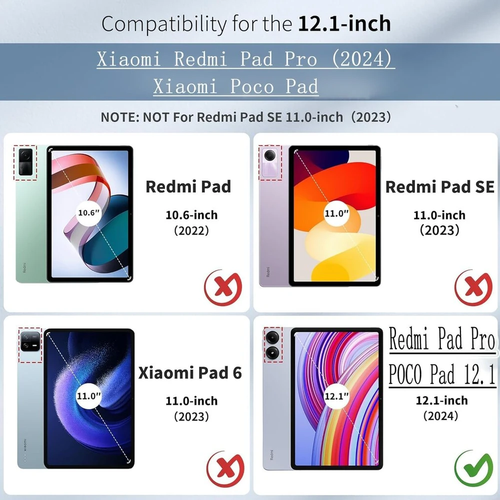 Glandotu dėklas, skirtas redmi pad pro 12.1 2024, folio atverčiamas odinis apsauginis dėklas su rašiklio laikikliu, stovu ir piniginės uždangalu, skirtas redmi pad pro 12.1 planšetiniam kompiuteriui - red rose