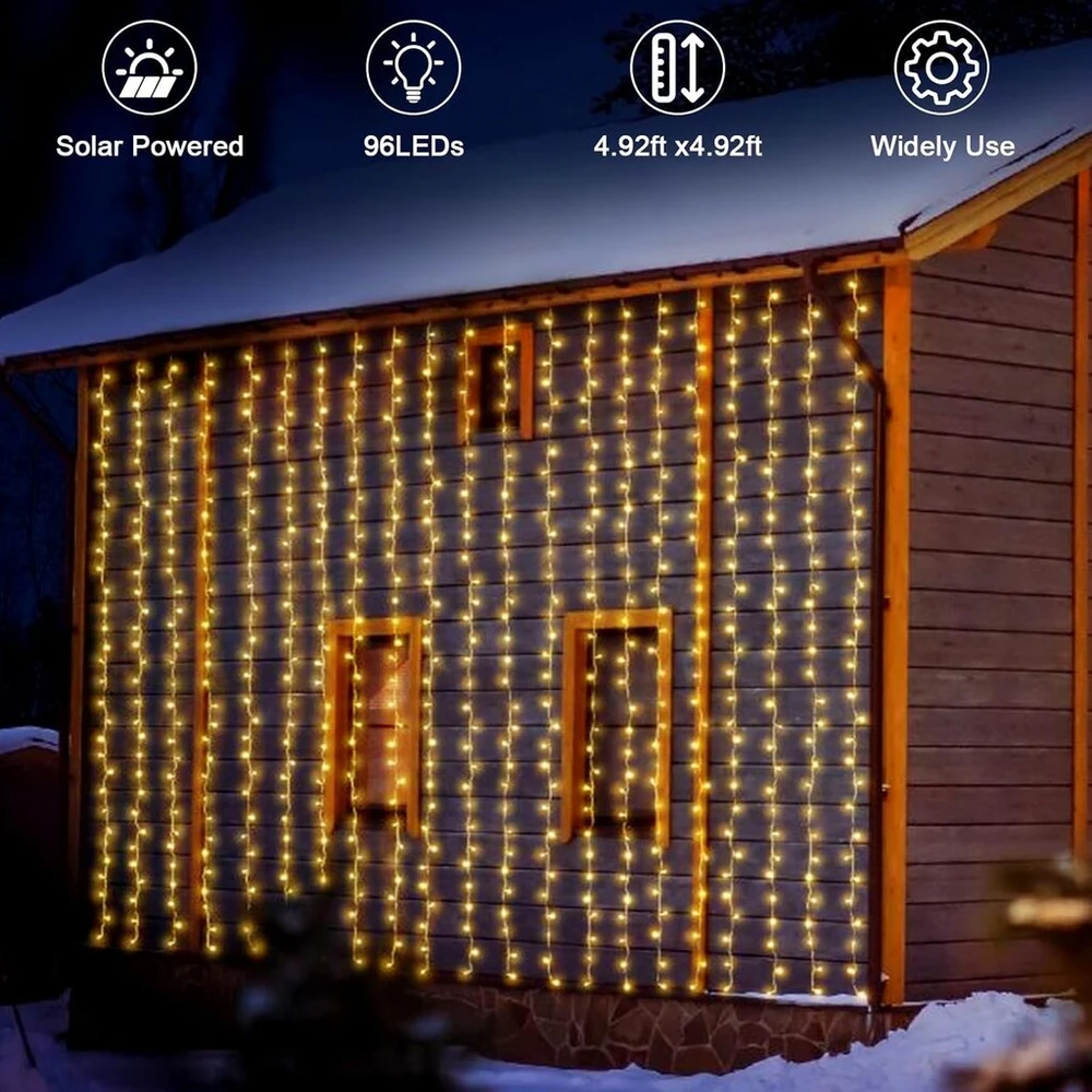 Glaxcidy šviesos užuolaida vidaus patalpoms 3 m x 3 m, 300 led saulės energijos užuolaidų šviestuvas 8 režimai su nuotoliniu valdymu, vandeniui atsparios girliandos užuolaida vidaus dekoravimui, kalėdoms, miegamajam, vakarėliui, vestuvėms, šilta balta