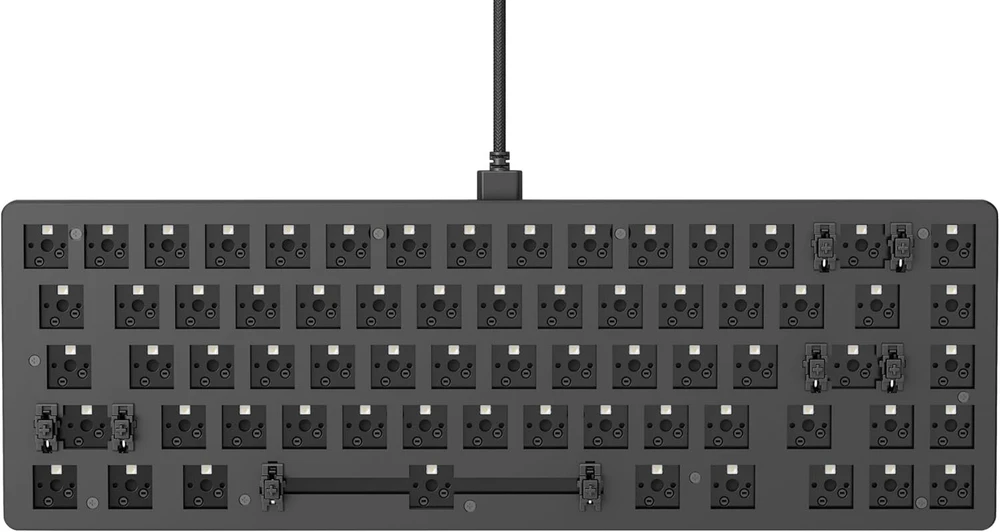 Klaviatūra Glorious Gaming Gmmk 2 Compact 65% Barebones (tik rėmas) - mechaninės žaidimų klaviatūros skeletas, Compact Tkl (65%), aliuminis, pritaikoma, Rgb, Amerikietiškas/ansi išdėstymas - juoda