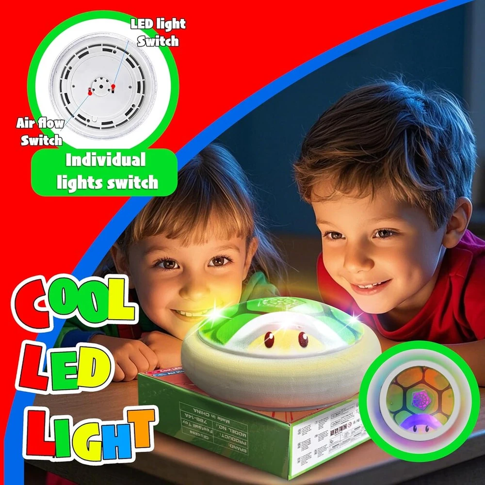 Glückpa Mario hover futbolo kamuolys su led, žaislas vaikams, žaidimas patalpose/lauke, oro galios futbolo kamuolys vaikams nuo 3 4 5 6 7 8-12 metų, futbolo dovana berniukams ir mergaitėms nuo 3-10 metų