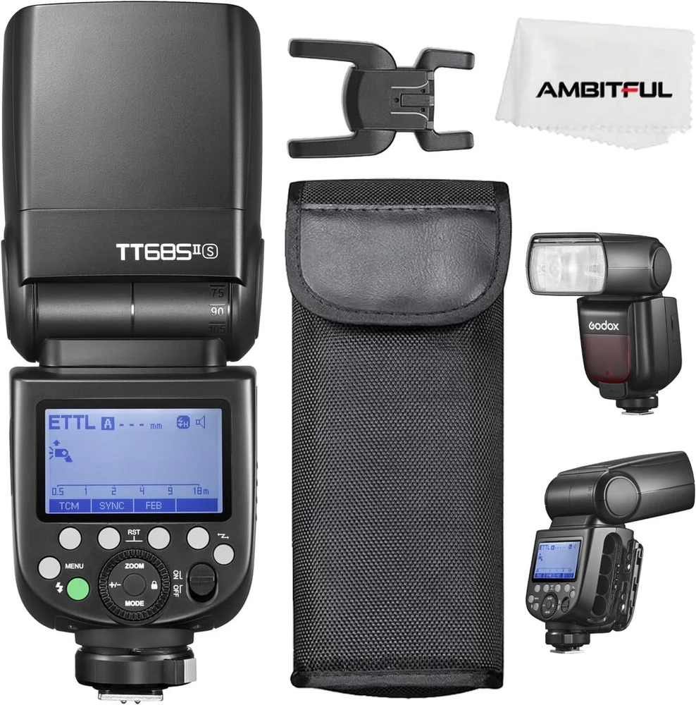 Objektyvas Godox tt685iis 1/8000s hss gn speedlite blykstė ttl tcm efektyvaus konvertavimo funkcija integruotas godox 2.4g x sistemos imtuvas (tt685iis, skirtas sony)