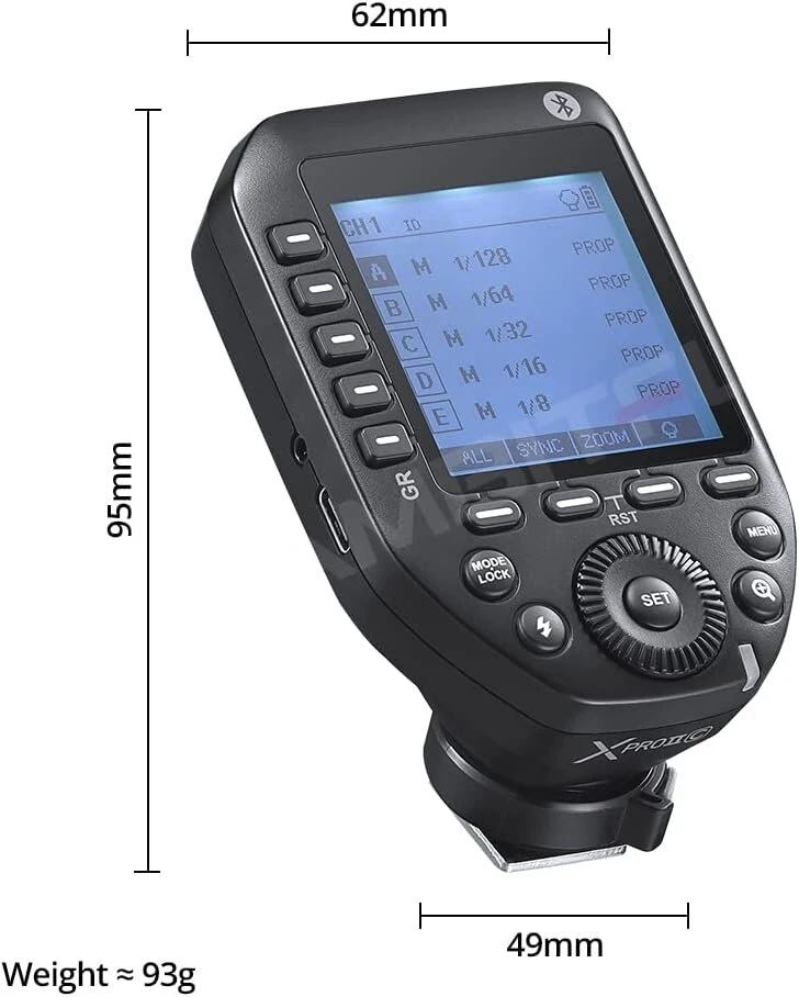 Objektyvas Godox Xproii-s 2.4g Ttl belaidis blykstės paleidiklis Xproiis, automatinis blykstės paleidiklis 1/8000s Hss, didelis Lcd ekranas, 32 kanalai, 16 grupių, skirtas Sony fotoaparatams