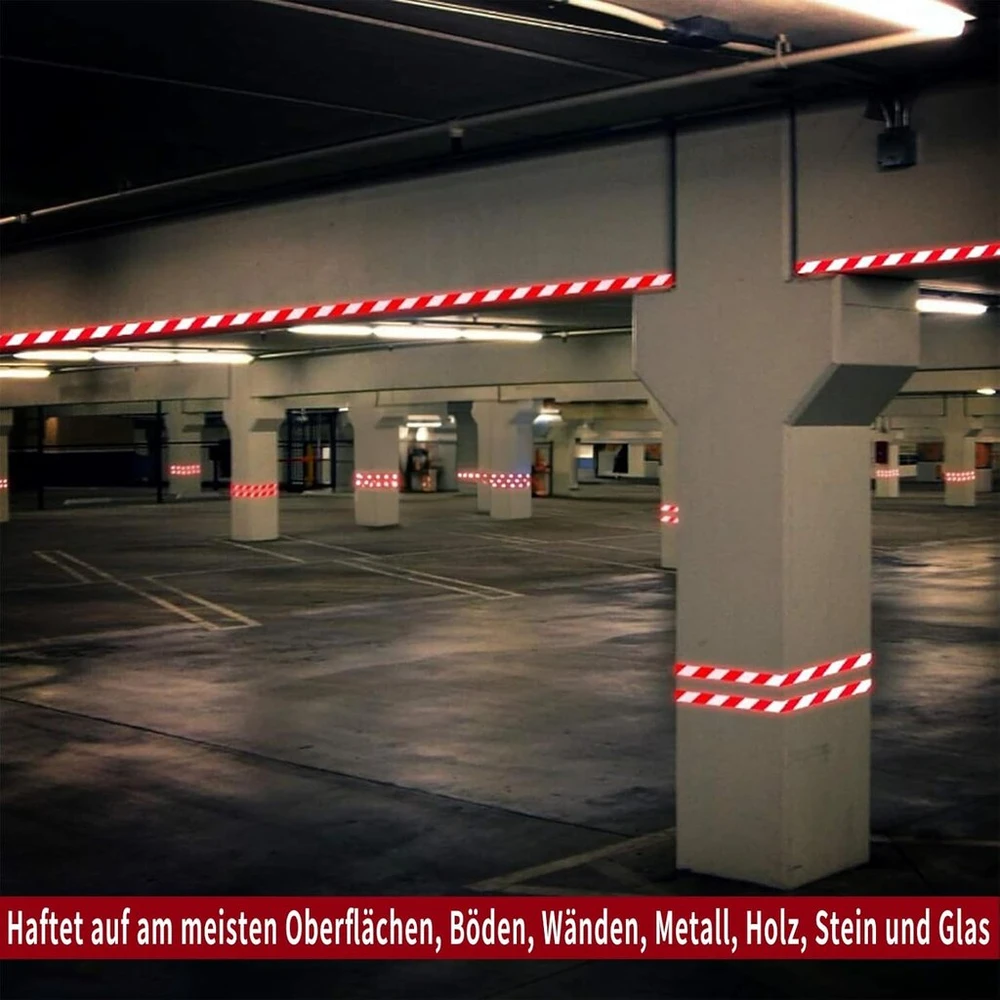 Goiehir 12 m x 5 cm atšvaitinė juosta, lipni atšvaitinė juosta, raudona / balta, įspėjamasis lipdukas, atšvaitinė juosta, įspėjamajam žymėjimui, sauga