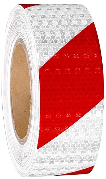 Goiehir 12 m x 5 cm atšvaitinė juosta, lipni atšvaitinė juosta, raudona / balta, įspėjamasis lipdukas, atšvaitinė juosta, įspėjamajam žymėjimui, sauga