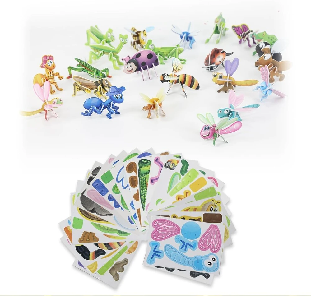 Goiern 25 dalių 3d dėlionės rinkinys vaikams, dėlionių dėlionės, animacinė dėlionė, ankstyvojo ugdymo montessori žaislas mažyliams, dovana berniukams ir mergaitėms (vabzdžiai)