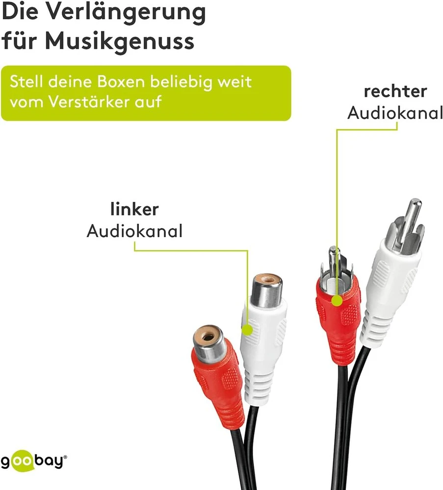 Goobay 50437 stereo ilgintuvas 2x Rca, 10 m laido ilgis