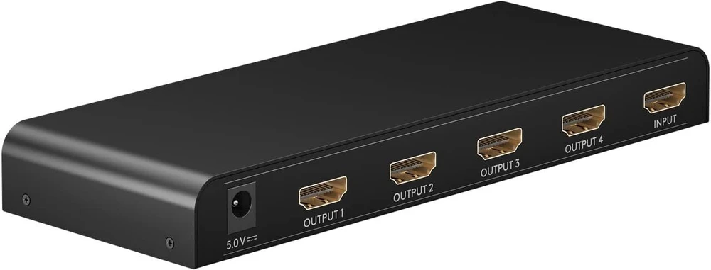 Goobay 58482 hdmi skirstytuvas 1 į 4 išėjimus / 4k prie 30hz (2160p) hdmi skirstytuvas / hdmi 1.4 jungiklis keturiems monitoriams su 60hz prie 1080p