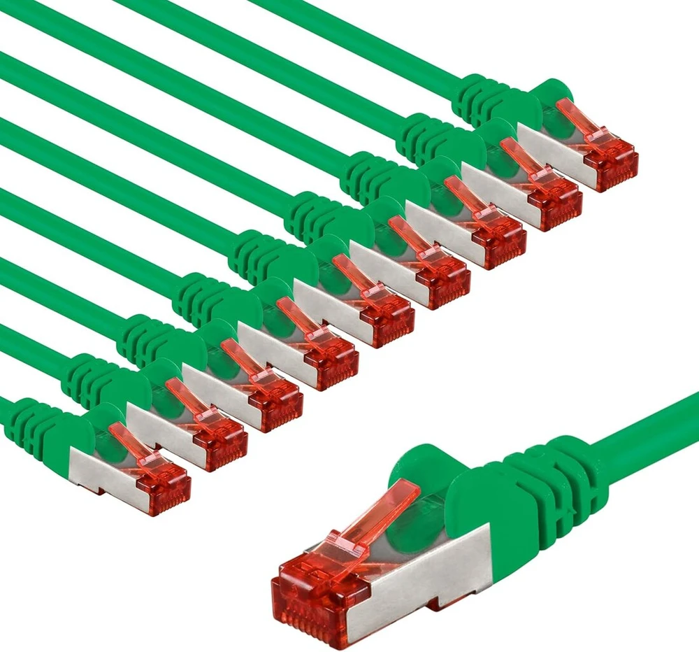 Goobay Cat6 tinklo kabelis, 10 vnt., 3m, žalias, ekranuotas S/ftp