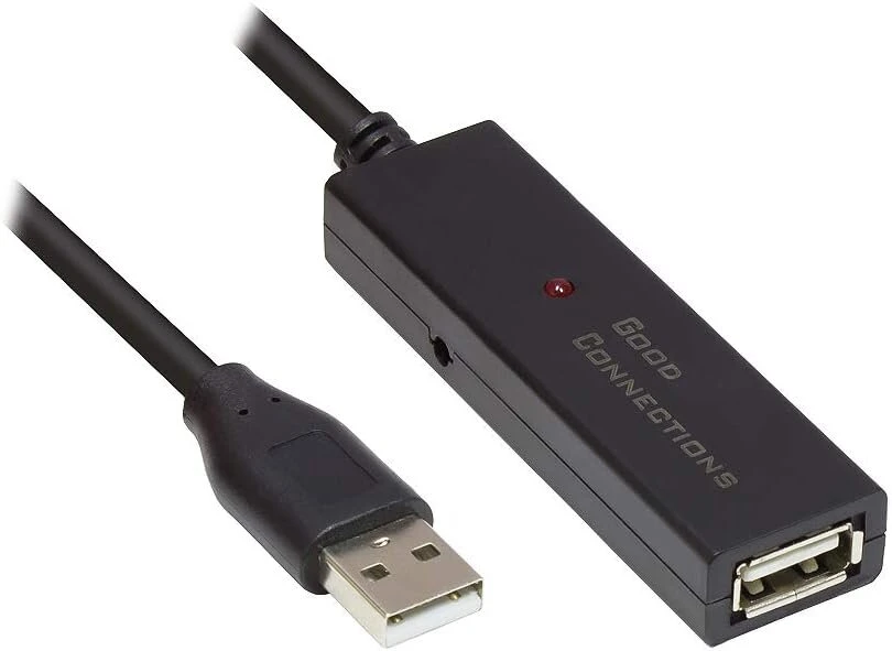 Good Connections aktyvus Usb 2.0 ilginamasis kabelis - 10 m - A tipo kištukas į A tipo lizdą - varinis Laidininkas/cu - maitinimo jungtis energiją naudojantiems įrenginiams - kartotuvo kabelis su signalo stiprinimu - juodas