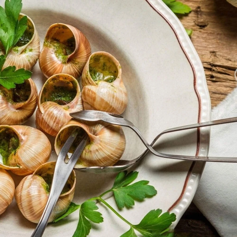 Goodfeer Sraigių įrankių rinkinys sraigių žnyplėms, 3 x nerūdijančio plieno maisto žnyplės ir 3 x maisto šakutės virtuvei