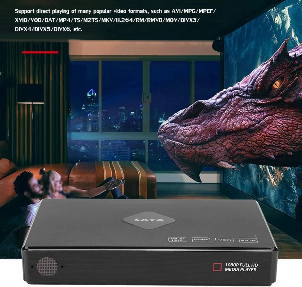 Vaizdo grotuvas Goshyda Full Hd medijos grotuvas, 2.5 colio Full Hd Sata kietojo disko grotuvas su 120g atminties muzikos, vaizdo įrašų grotuvu su dekodavimo technologija, skirtas televizoriui (eu)