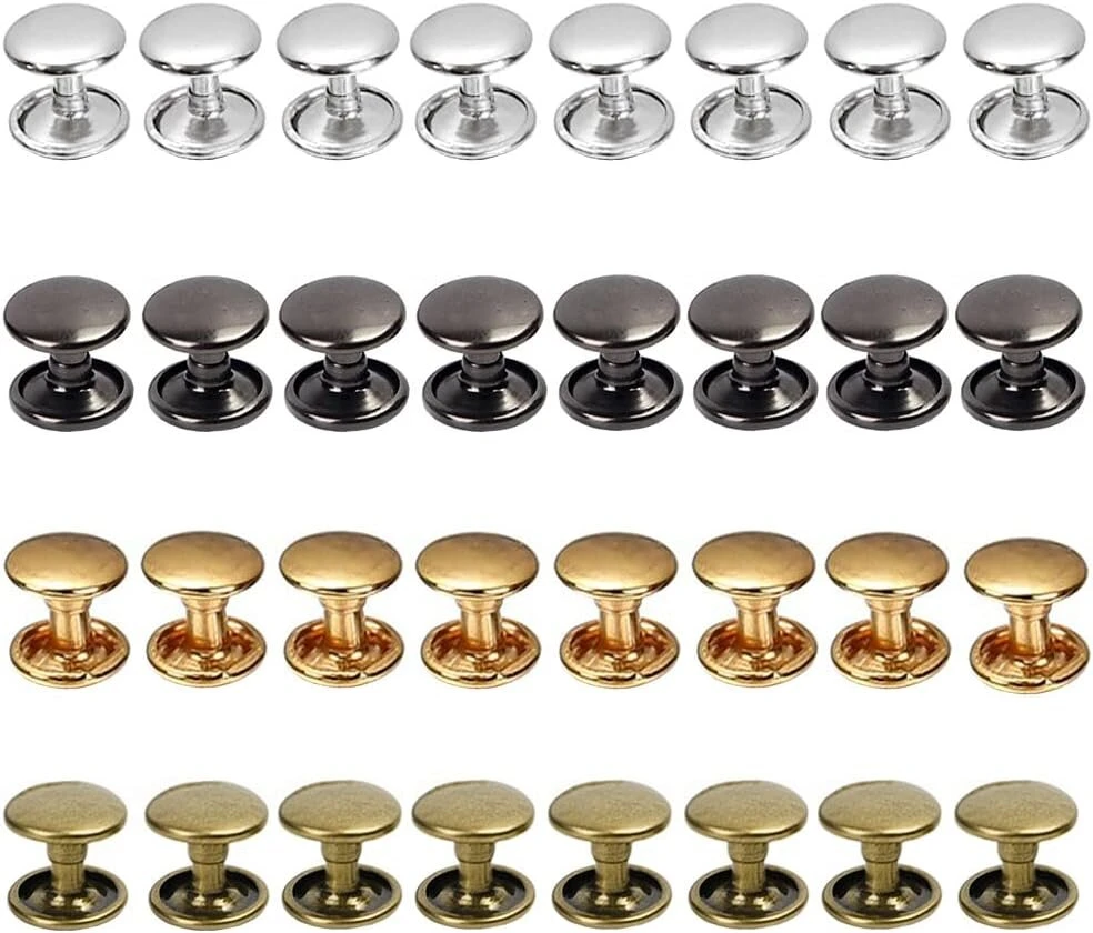 Gotetiso 400 vnt. odinių kniedžių varžtai dvigubo gaubto kniedės tvirtinimo kniedės odinės tvirtos detalės "pasidaryk pats" odos amatų kniedėms 4 spalvų 6x6 mm