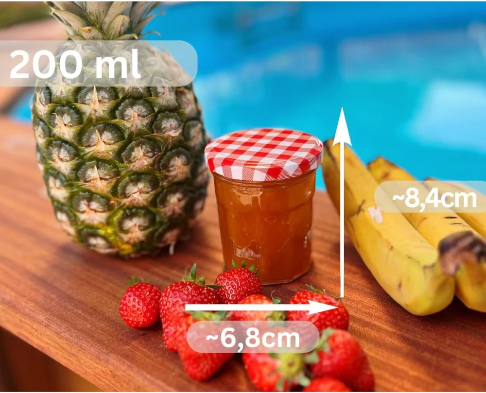 Gouveo Dekagon rinkinys, 24 stiklainiai konservavimui, 200 ml, su užsukamu dangteliu, languotas mėlynas - siauro kaklelio stiklainiai su Twist-off uždarymu - maži stiklainiai naminiams produktams (egd200kb)