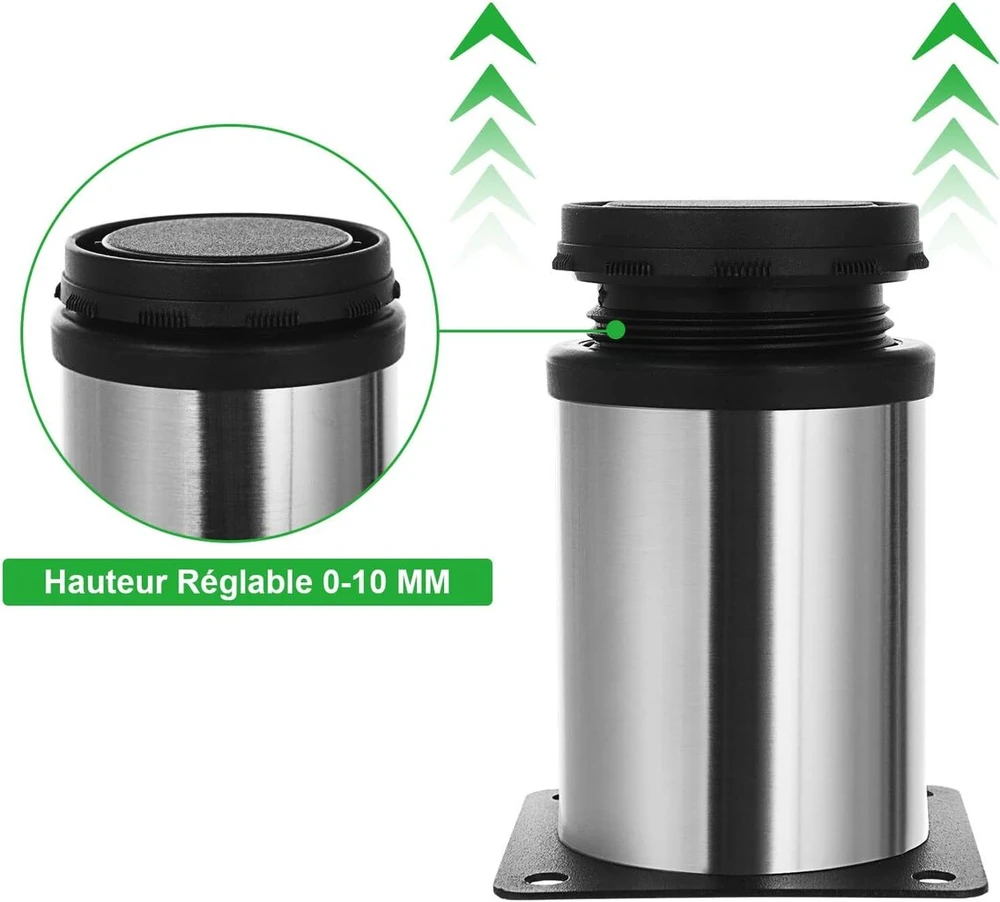 Fotelis Goyada 8 baldų kojelės, nerūdijančio plieno, apvalios, reguliuojamos, skersmuo 50 mm, aukštis 80 mm, reguliuojamo aukščio baldų kojelės sofai, spintelės stalui, stalo kojos, aukštis