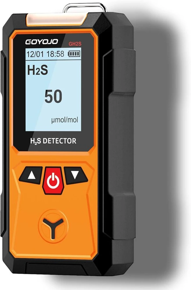Goyojo dujų detektorius, 0–100 ppm (μmol/mol) vandenilio sulfido dujų monitorius, elektrocheminis H₂s jutiklis su garsiniais ir optiniais aliarmais bei Lcd ekranu