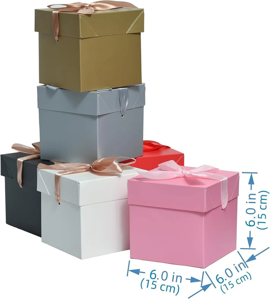 Gp Sup Kvadratinės dėžutės su dangteliais, 12 vnt., įvairiaspalvės, idealiai tinka dovanoms, gimtadieniui, pamergėms, vestuvėms, dienai, Kalėdoms, vakarėliui, dovanų dėžutė (įvairiaspalvės, 12 vienetų)