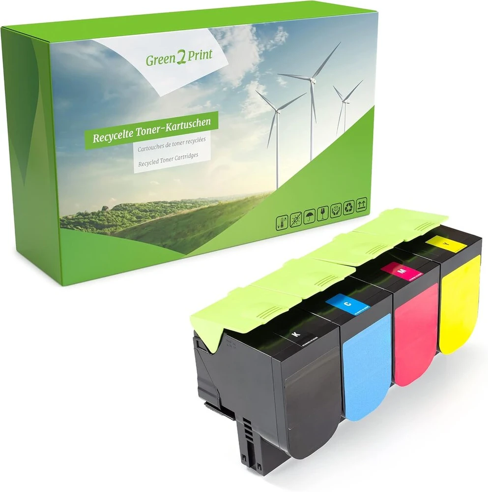 Green2print tonerio rinkinys, 4 kasetės, 4 x 1000 puslapių, skirtas Lexmark Mc2325adw, Mc2325, Mc2425adw, Mc2425, Mc2535adwe, Mc2535, Mc2640adwe, Mc2640, C2325dw, C2325, C2425dw, C2425dw 425, C422535dw