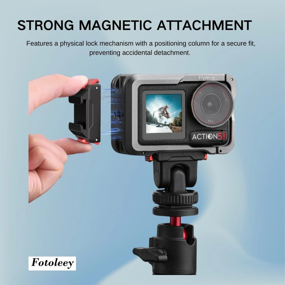 Objektyvas Greito atleidimo adapterio laikiklis, skirtas dji osmo action 4, action 5 pro, action 3, magnetinis greito atleidimo kameros laikiklis su
