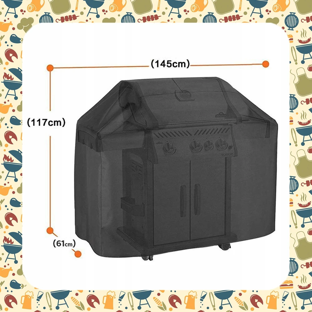 Grilio uždangalas Gas Garden Cover Large Atsparus vandeniui 145x117x61+ dėklas