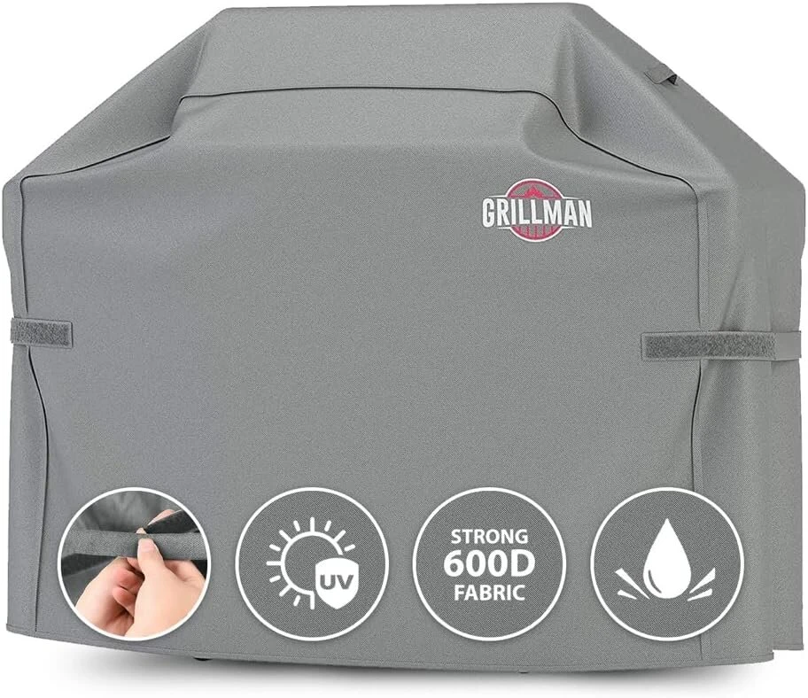 Grillman kepsninės uždangalas dujinei kepsninei, atsparus lietui, apsauginis Bbq uždangalas, atsparus dulkėms, kepsninės brezentas, kepsninės apsauga 132 x 66 x 109 cm - pilkas