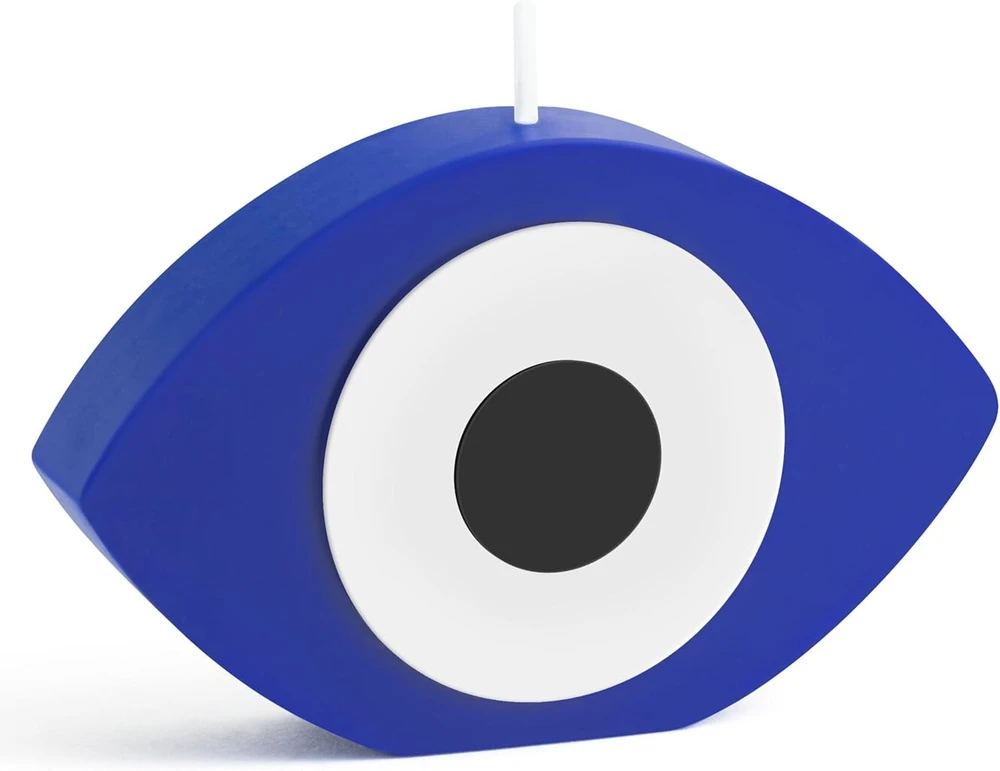 Grobro7 rankų darbo žvakė "mėlynas Eyes" su blogio akies motyvu, kvapni žvakė kambario dekorui, pušų medienos kvapo natūralaus sojų vaško žvakė gimtadienio dovanai, namų stalui, vakarėlio estetinei dekoracijai