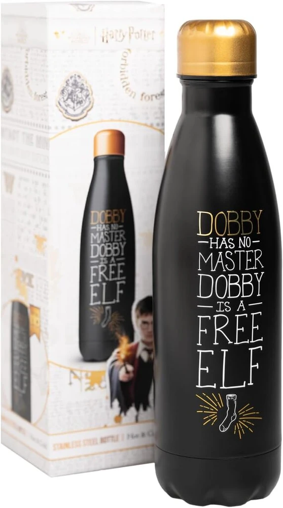 Grupo Erik Harry Potter Dobby nerūdijančio plieno termosas, 500 ml, sportinis vandens butelis, 500 ml, vaikiškas vandens butelis, sportinis butelis, Harry Potter gerbėjo prekė, kobalto