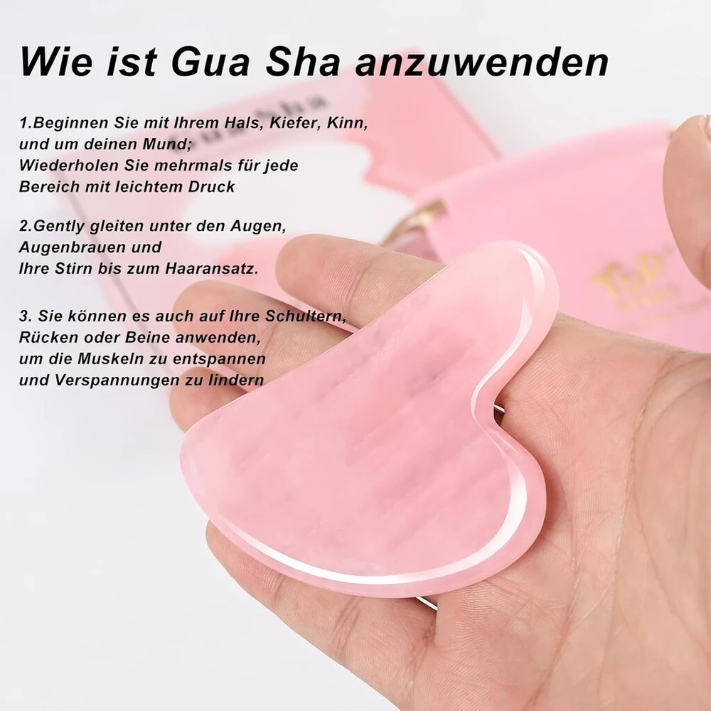Gua Sha veido masažo akmuo, rožinis kvarcas
