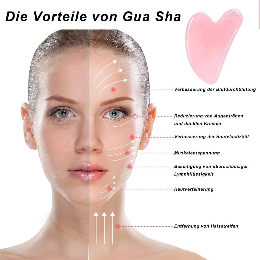 Gua Sha veido masažo akmuo, rožinis kvarcas