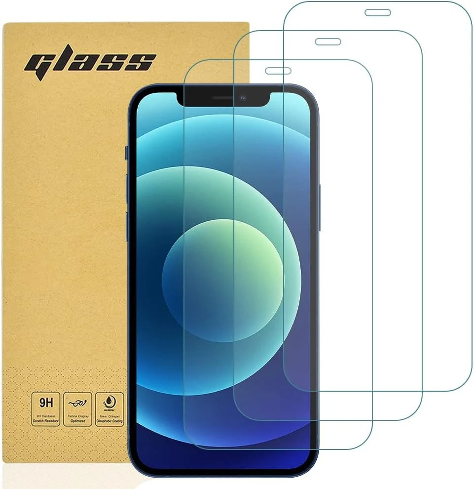 Gueche 3 vnt. ekrano apsaugų rinkinys, skirtas iphone 12 ir 12 pro, atsparus įbrėžimams, 9h kietumas, hd ekrano apsauga, itin skaidrus, itin atsparus, grūdintas stiklas, skirtas iphone 12, apsauga nuo dūžių