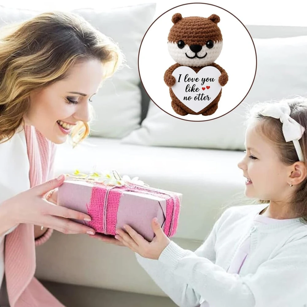 Gufay Mini meškiukas "aš tave myliu" dovanos, pliušiniai žaislai, jubiliejinė dovana moterims, kūrybinga megzta vilnos meškiuko lėlė su meilės monetų kortele, kišeniniai meškiukai apkabinimui, romantiška dovana