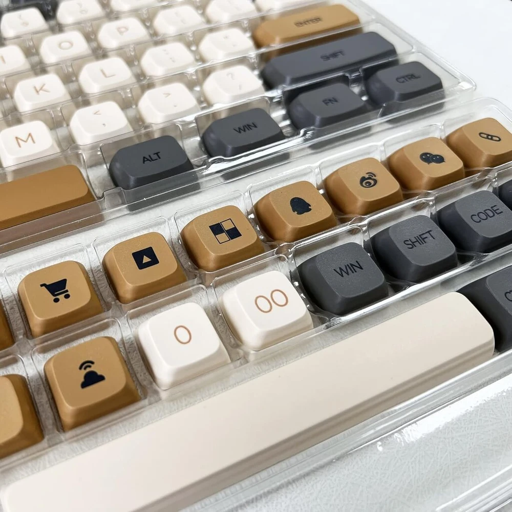 Guffercty kred Xda profilio klavišų dangteliai 125 retro Pbt klavišų dangtelių rinkinys, dažytas sublimacijos būdu, Ansi Us išdėstymas, skirtas Cherry Mx jungiklių mechaninei klaviatūrai (xda/ember)