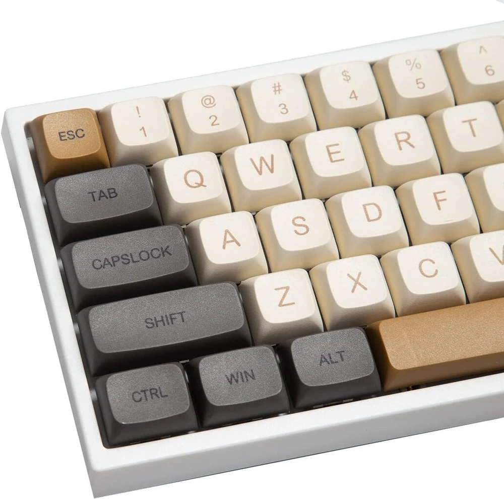 Guffercty kred Xda profilio klavišų dangteliai 125 retro Pbt klavišų dangtelių rinkinys, dažytas sublimacijos būdu, Ansi Us išdėstymas, skirtas Cherry Mx jungiklių mechaninei klaviatūrai (xda/ember)